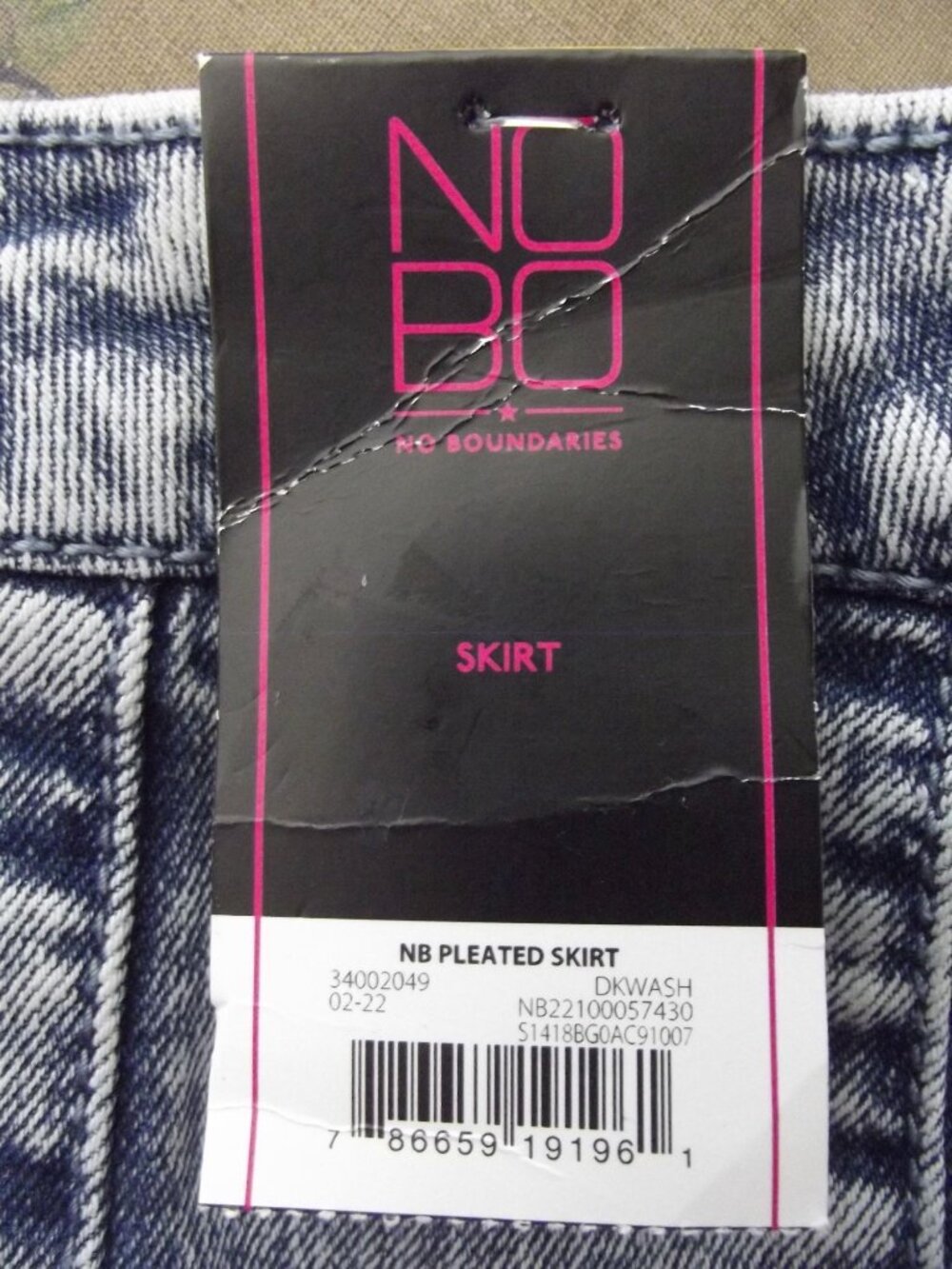 NOBO Pleated Skirt Womens Junior Size 13 blue acid wash jean denim - Picture 5 of 12